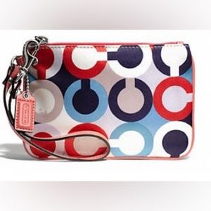 NWT    COACH ASHLEY OP ART WRISTLET
WALLET
* SILVER/MULTICOLORED*
